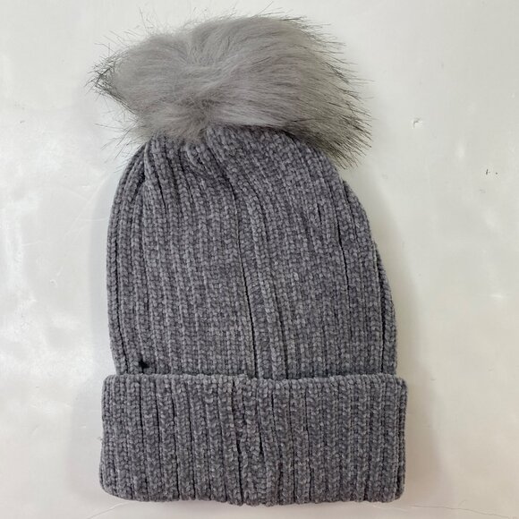 Womens 4 Piece Set Winter Knitted Beanie Hat Circle Scarf Gloves Earmuff Gray - Picture 3 of 8